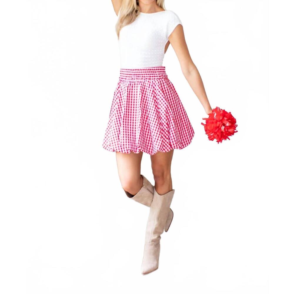 NEW HOUSE OF MBR gingham bubble skirt in red